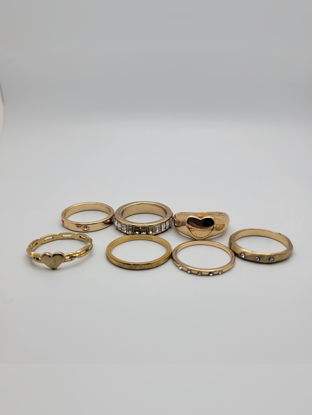 Gold-Tone Heart Ring and Stackable Ring Set